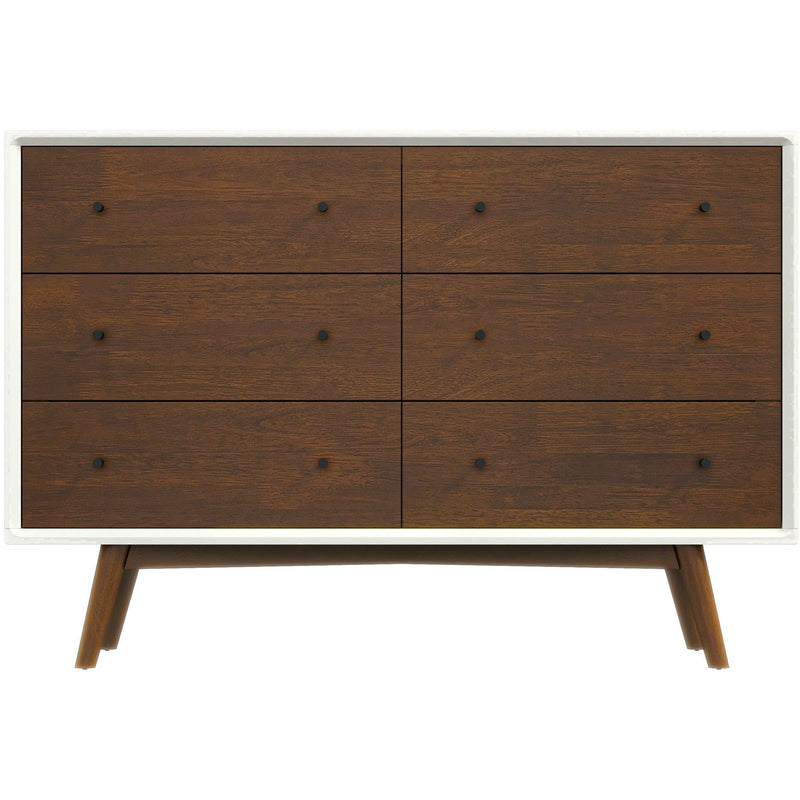 Dresser 6 Drawer - Dark Brown / White