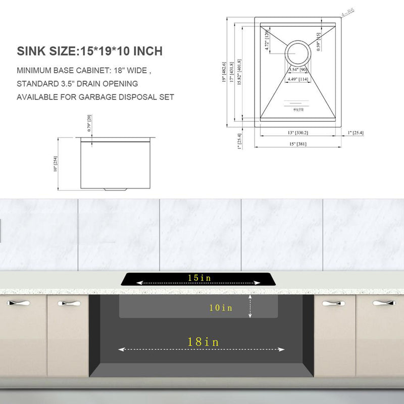 Laundry Workstation Undermount Utility Sink, Deep Single Bowl