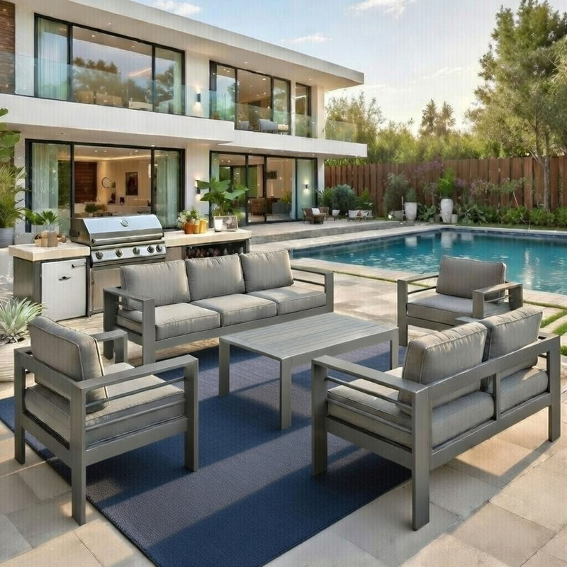 Outdoor Patio Set, All-Weather With Thick Cushions