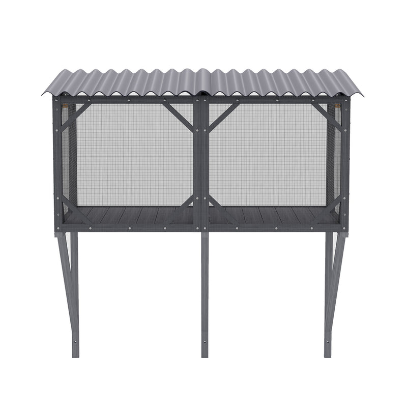 Premium Cat Window Box With Bug Proof Net For Large Indoor Cats Spruce Wood & Polyester - Antique Gray