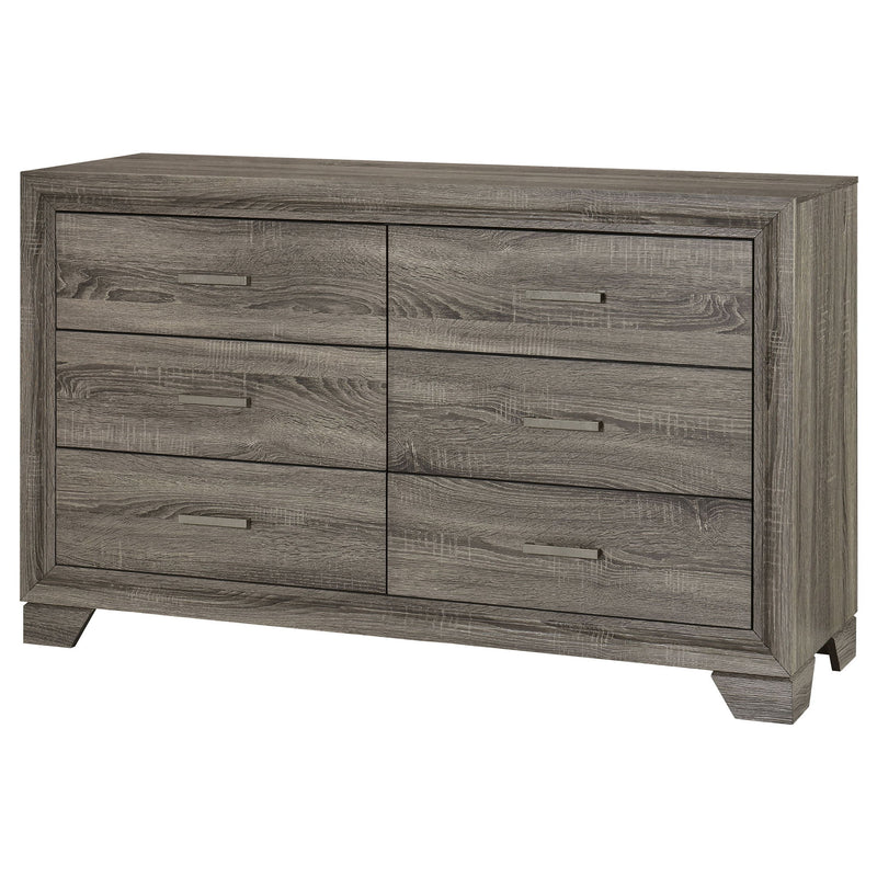 Funston - 6 Drawer Dresser Cabinet - Brown Oak