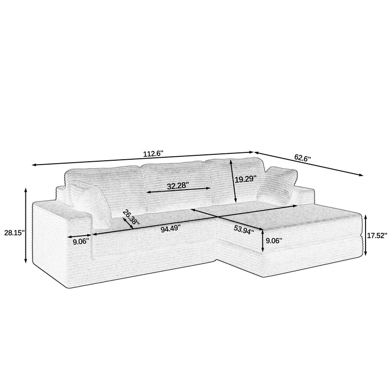 Modern Minimalist L Shape Modular Sectional Sofa, Couch