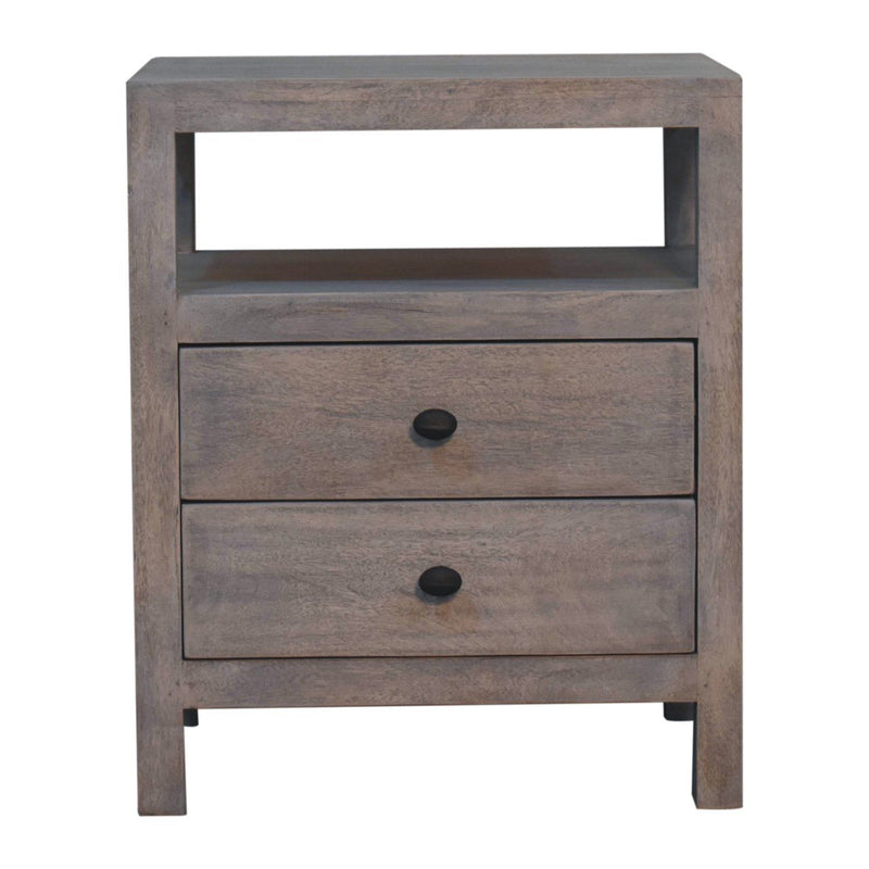 2 Drawer Open Bedside Table - Gray Ash