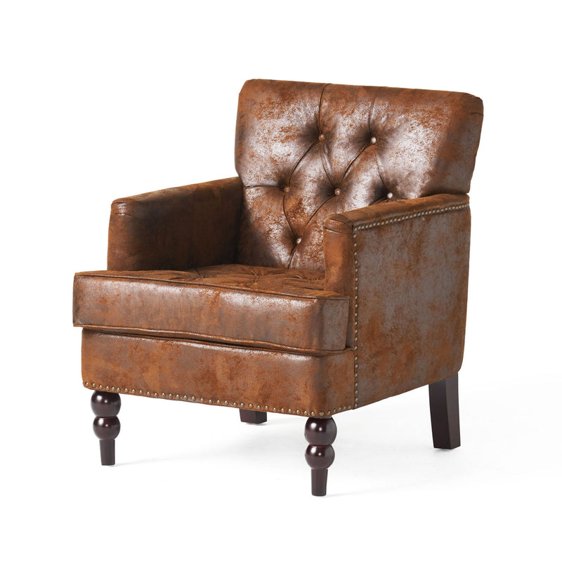 Vitality - Club Chair With Button Tufted Diamond Stitching And Turned Legs