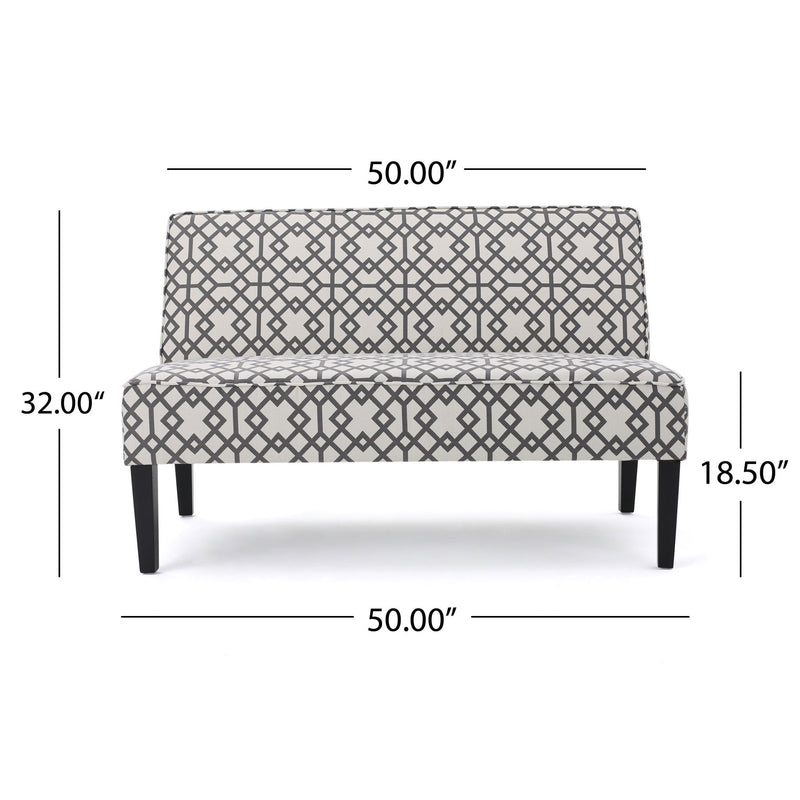 Contemporary Loveseat With Upholstered Fabric And Birch Wood Legs - Gray
