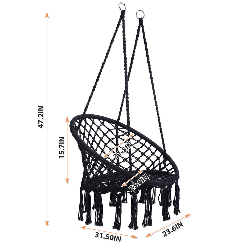 Macrame Hanging Hammock Chair, Rope Swing For Indoor And Outdoor Use