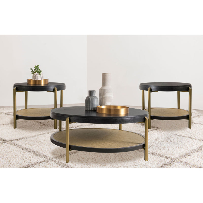 Benson - 3 Piece Round Coffee And End Table Set - Black