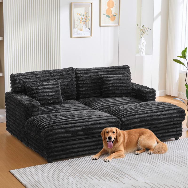 Oversized Double Chaise Lounge Sofa Bed With USB Ports And Cup Holders