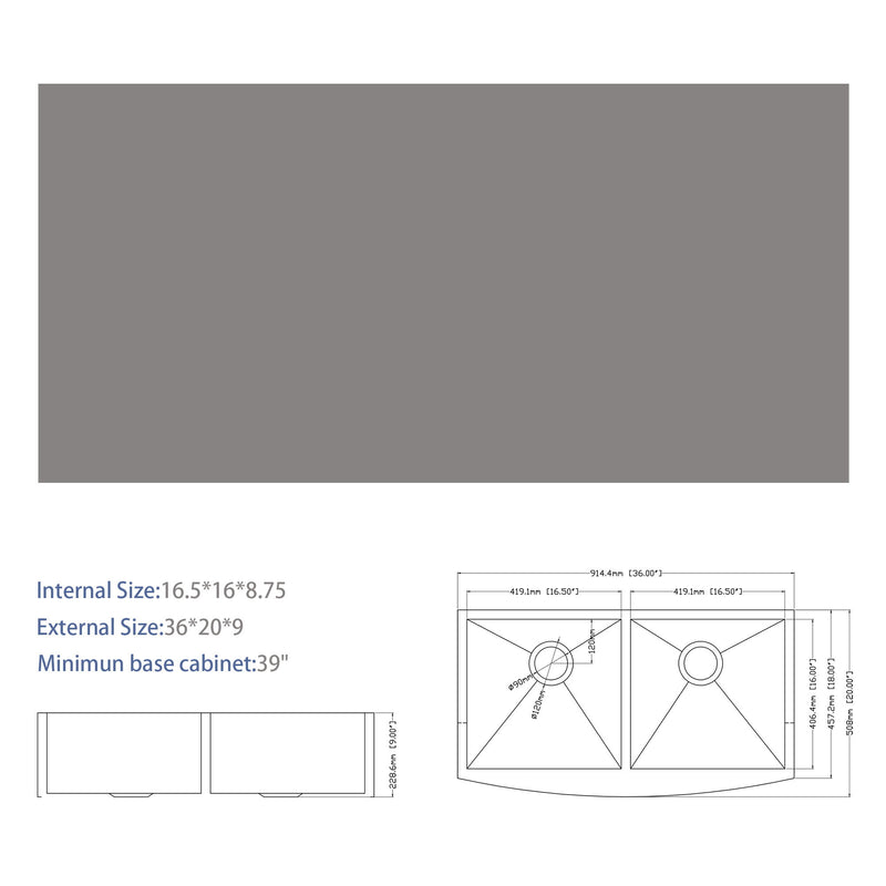 Farmhouse Double Bowl Sink With 50/50 Layout