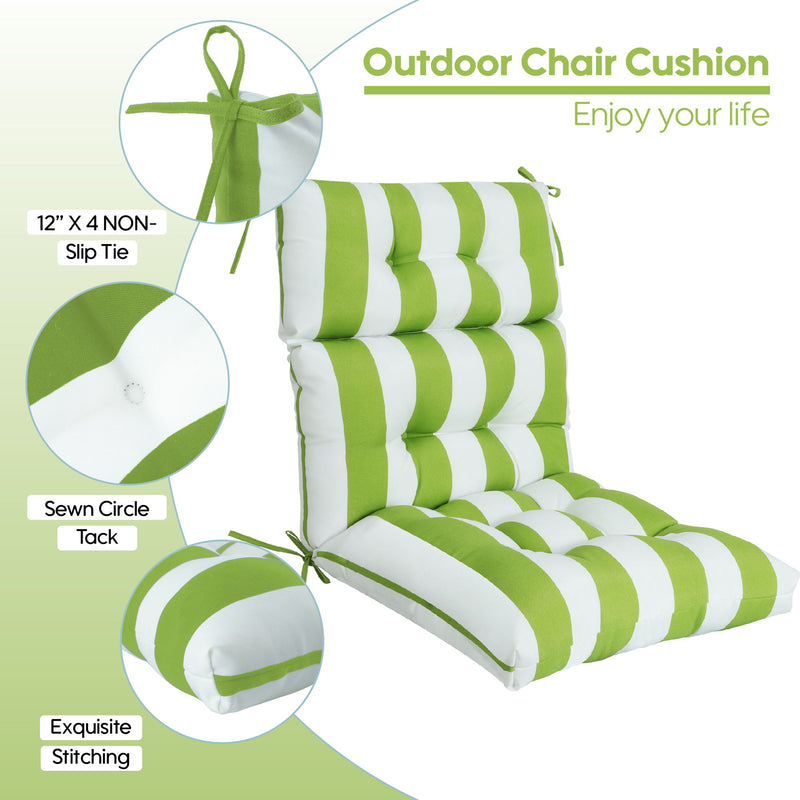 2 Piece High Back Patio Chair Cushion Set, Tufted Adirondack And Rocking Chair Cushions