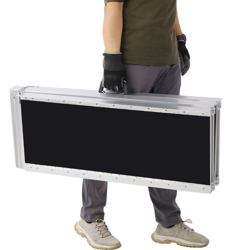 Portable And Foldable Wheelchair Ramp With Non Skid Surface