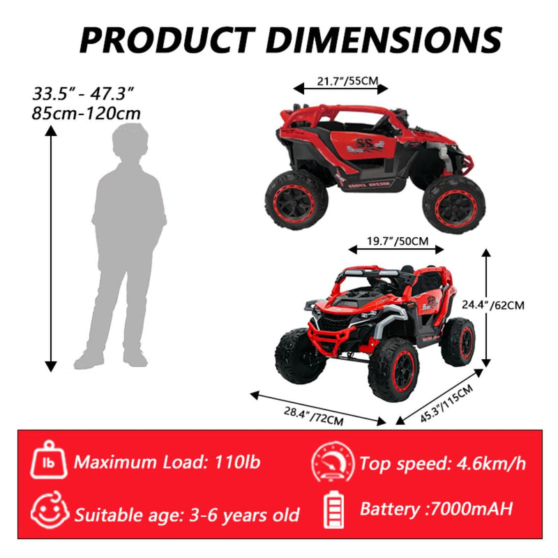 Ride On Kids Electric Truck With Remote Control, Front & Rear Suspension