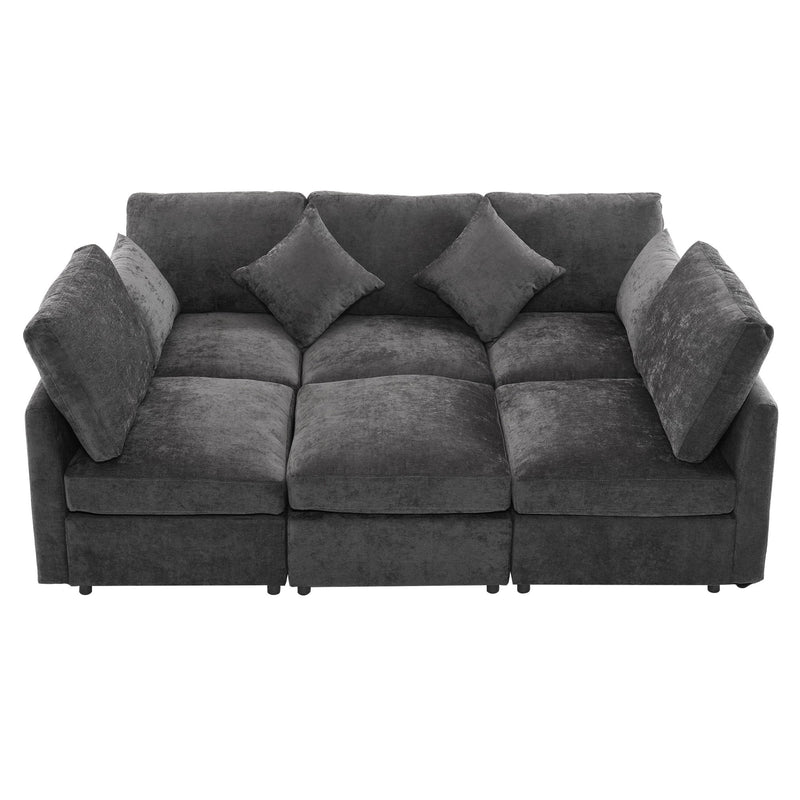 Sectional Sofa Modular U-Shaped With Ottoman & USB Ports