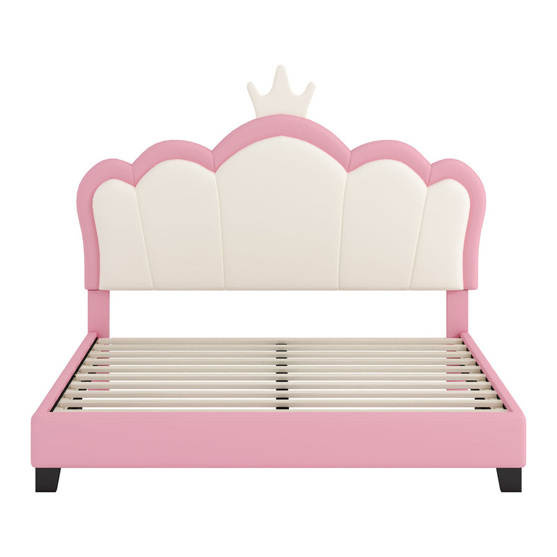 Upholstered Princess Platform Bed With Crown Headboard