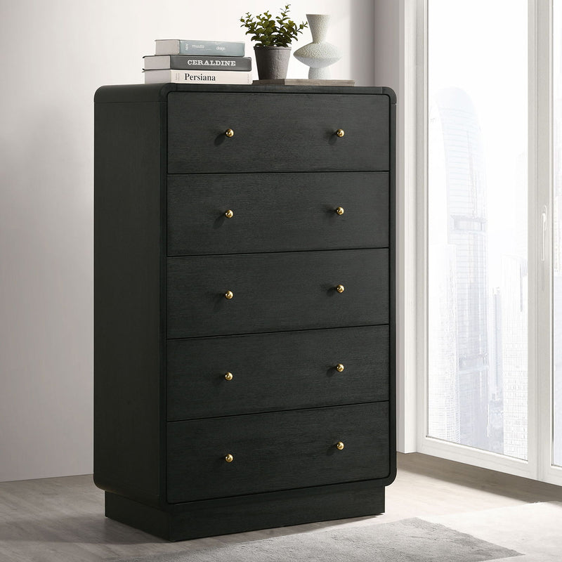 Burton - 5 Drawer Chest Of Drawers - Black