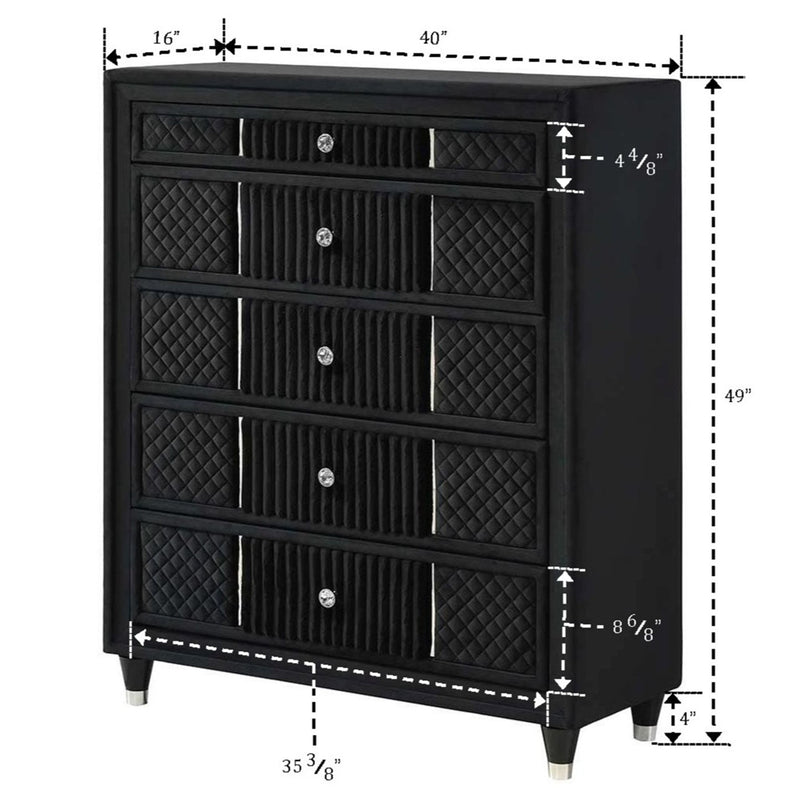 1 Piece Tall Chest Upholstery Textured - Black