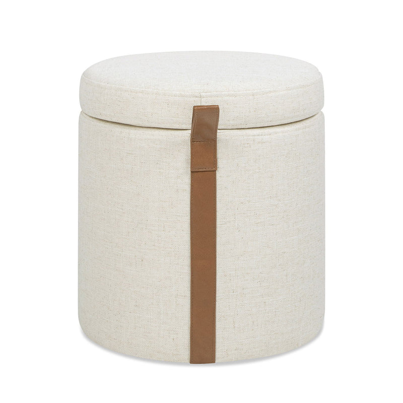 Brandy - Round Upholstered Storage Ottoman With Accent