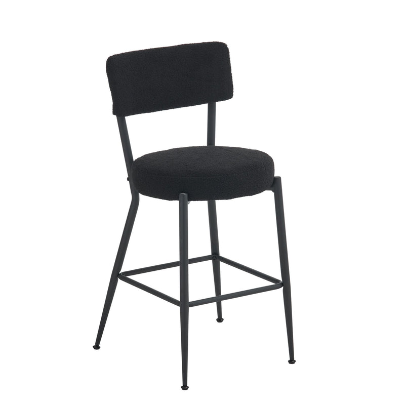 Modern Teddy Fabric Upholstered Bar Stools - Legs