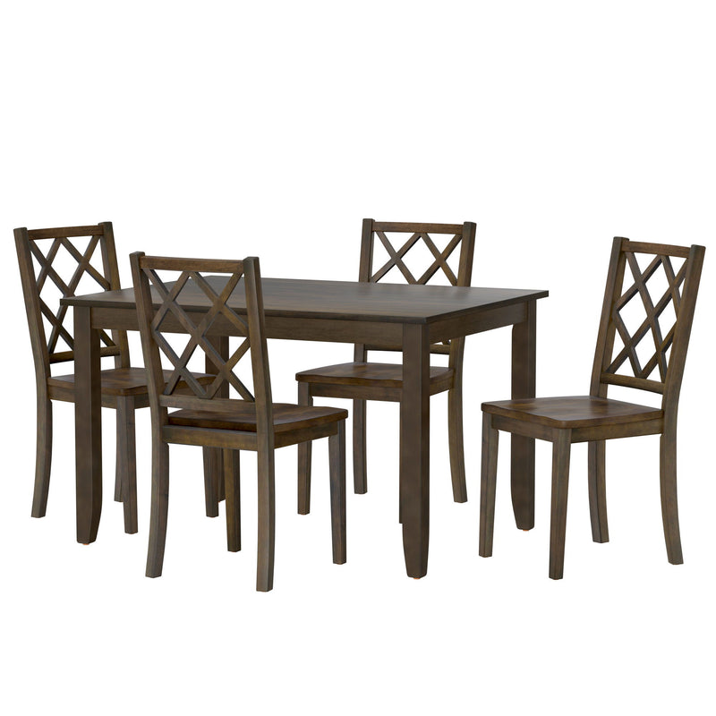 5 Piece Dining Table Set - Brown