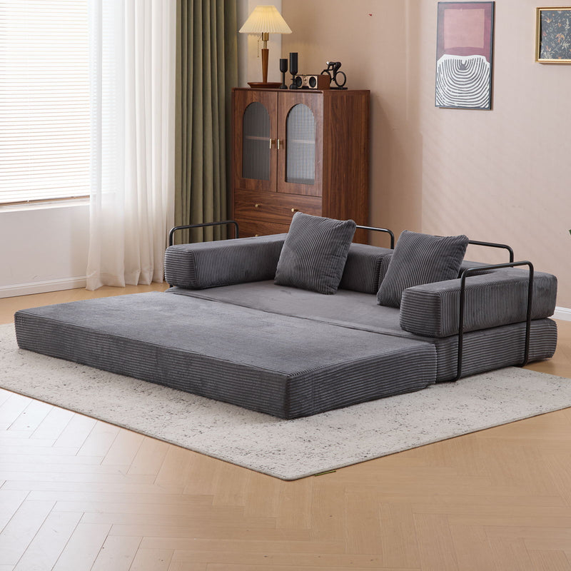 Floor Couch, Convertible Floor Sofa Bed With Pillow Back Support Armrest