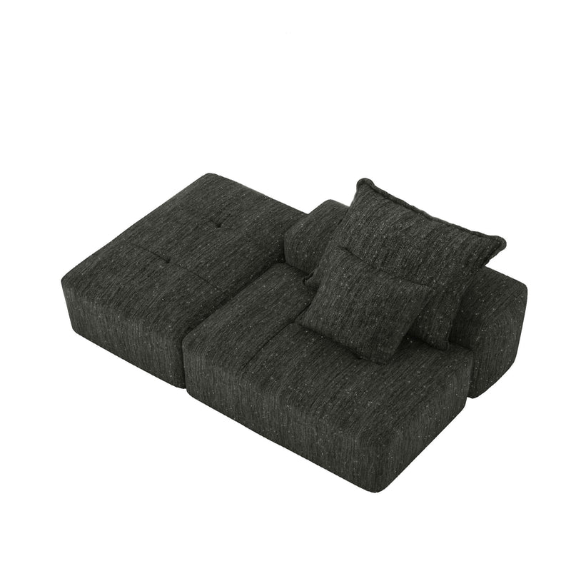 Modern Oversized Modular Sectional Sofa, Sparkling Fabric Soft Cushions With 2 Pillows