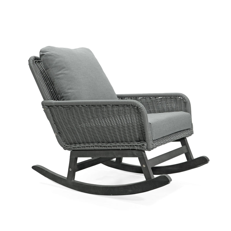 Contemporary Minimalist Wicker Rocking Chair With Soft Cushions