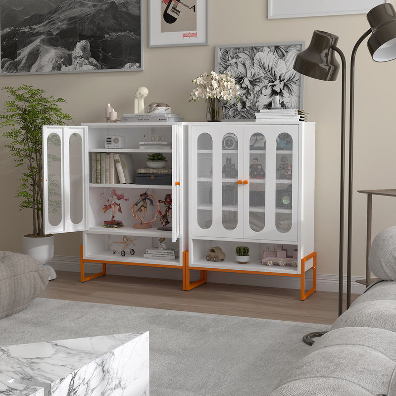 Modern Metal Shoe Cabinet With DoublebSided Doors And Adjustable Partitions