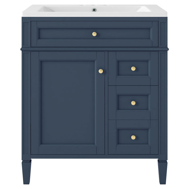 Bathroom Vanity With Top Sink, 2 Drawers And Tip Out Drawer, Rectangular Design