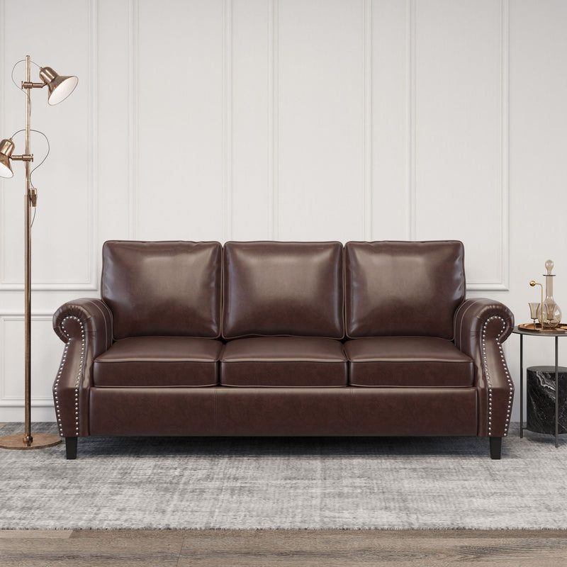 Contemporary 3 Seater Sofa With Nailhead Trim