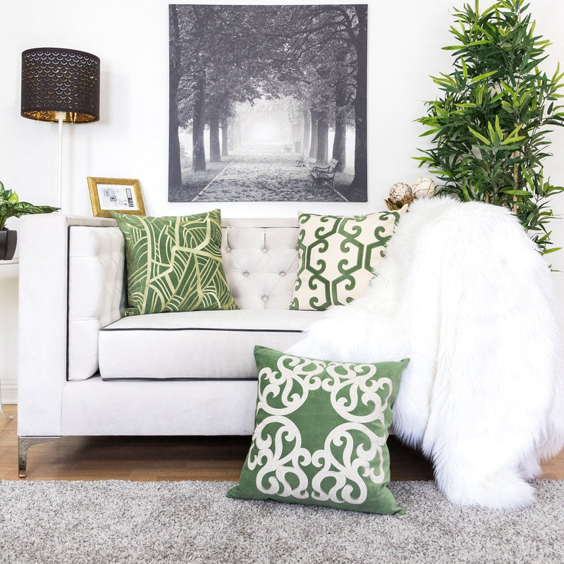 Dora - Vintage Vine Pillow Covers With Hidden Zipper (Set of 2) - Green