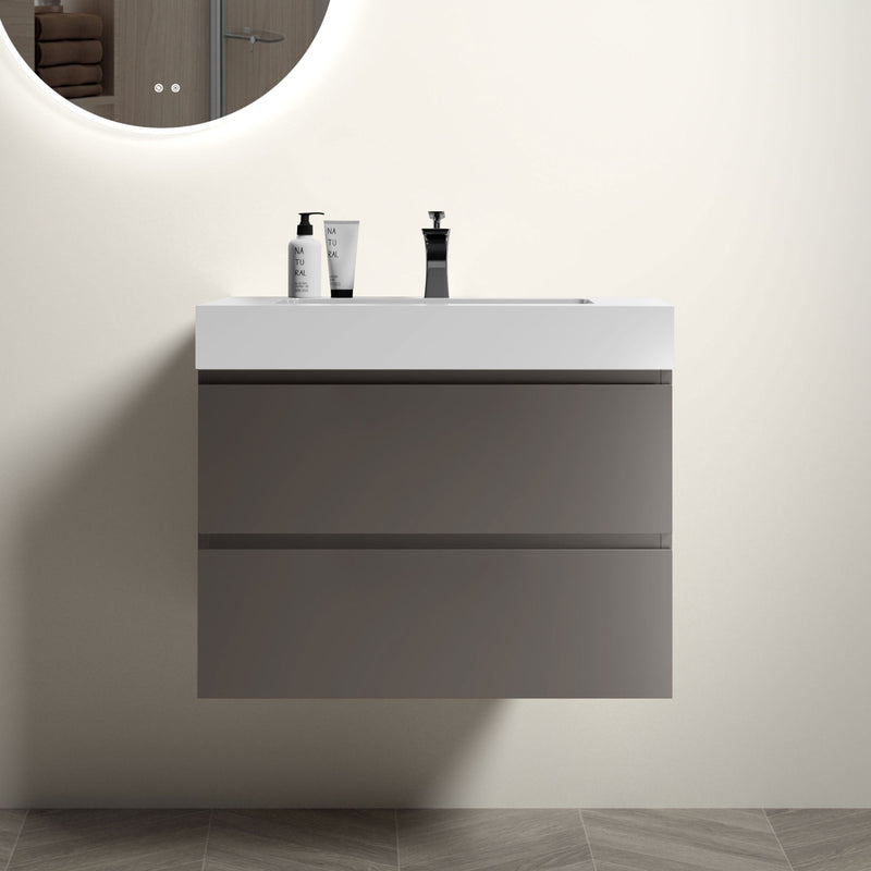 Alice - Bathroom Vanity With Sink, Large Storage Wall Mounted Floating Bathroom Vanity For Modern Bathroom, One-Piece Sink Basin Without Drain And Faucet