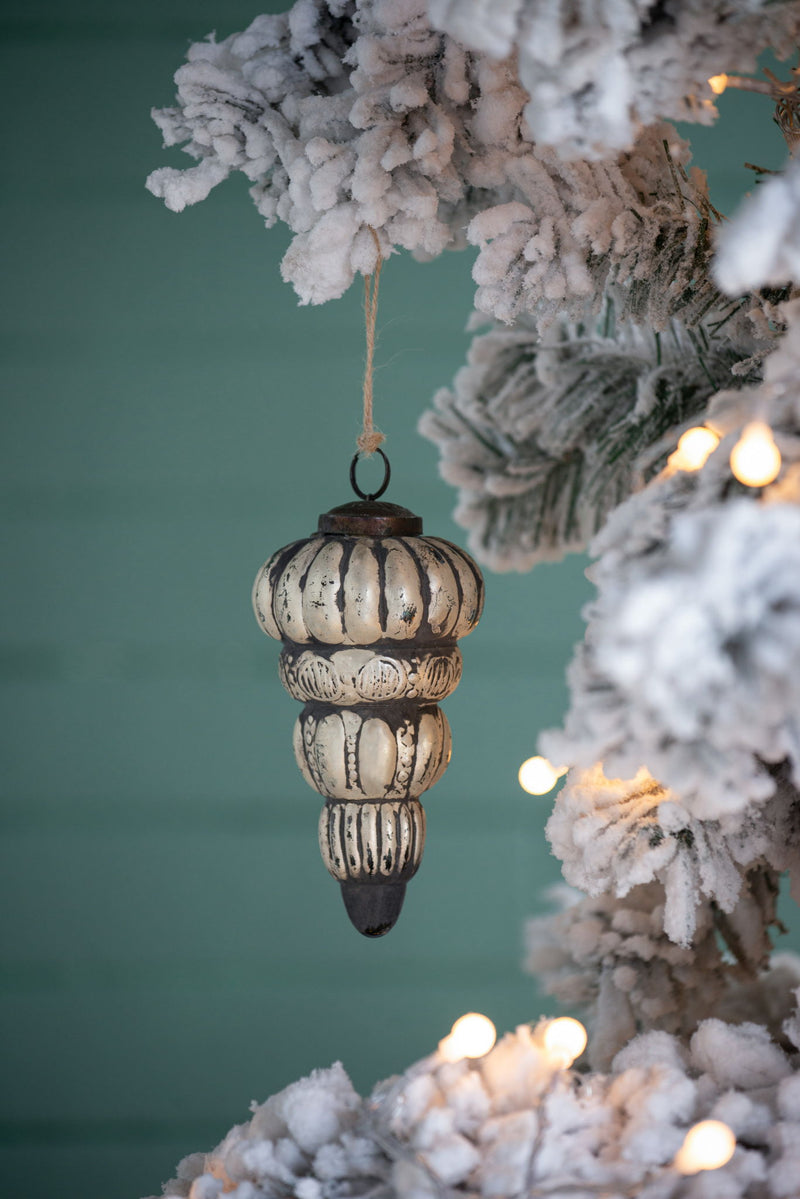 Tear Drop Ornament, Glass Decorative Hanging Christmas Tree Ornaments For Holiday Party Decorations (Set of 6) - Silver