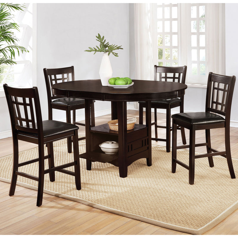 Danford - 5 Piece Counter Height Dining Set With Upholstered Stools - Espresso