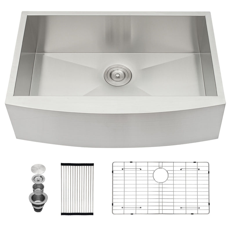 Farmhouse 36" Kitchen Sink Stainless Steel Apron Front - Brushed Nickel