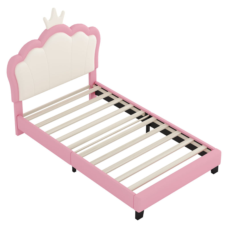 Upholstered Princess Platform Bed With Crown Headboard