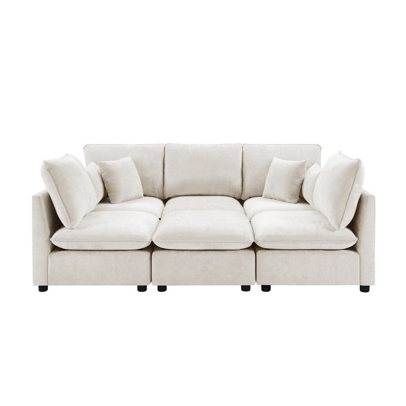 Modern Sectional Sofa U-Shaped With Movable Ottoman Storage Armrests And USB Ports