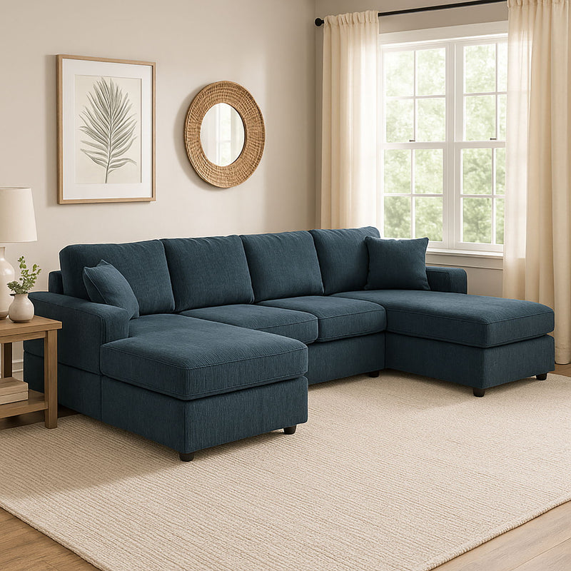 3 Piece Double Chaise Sectional Sofa
