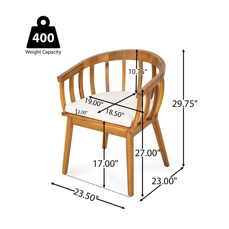 Klismos - Dining Armchair (Set of 2) - Teak / Beige