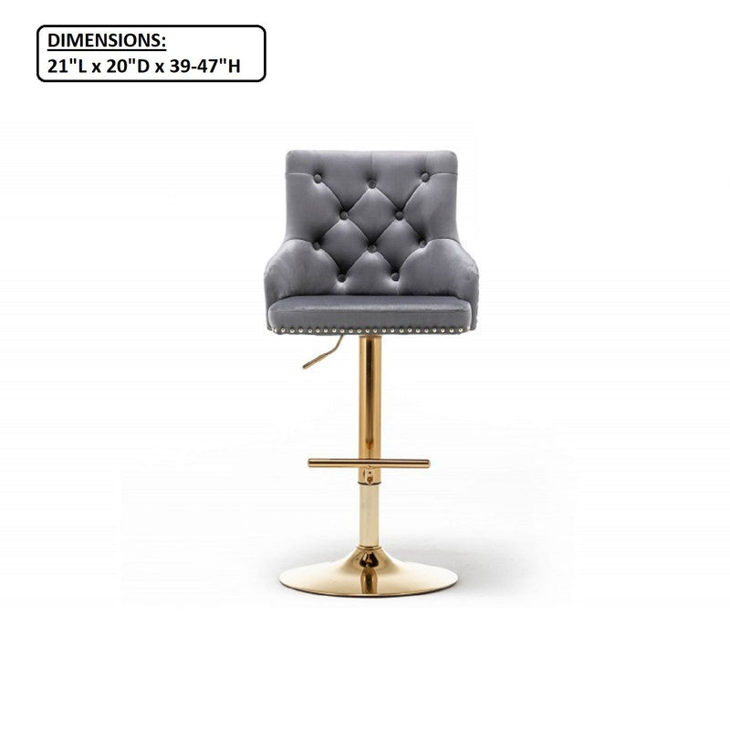 Adjustable Swivel Bar Stool With Nailhead Trim (Set of 2)