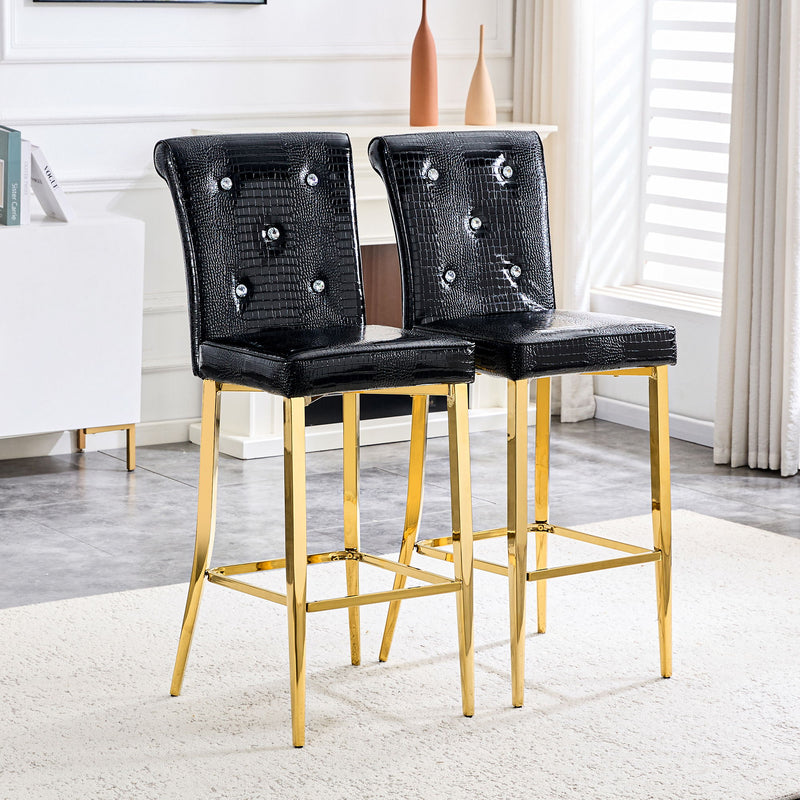 Bar Chairs With Crystal Clasp Design (Set of 2)