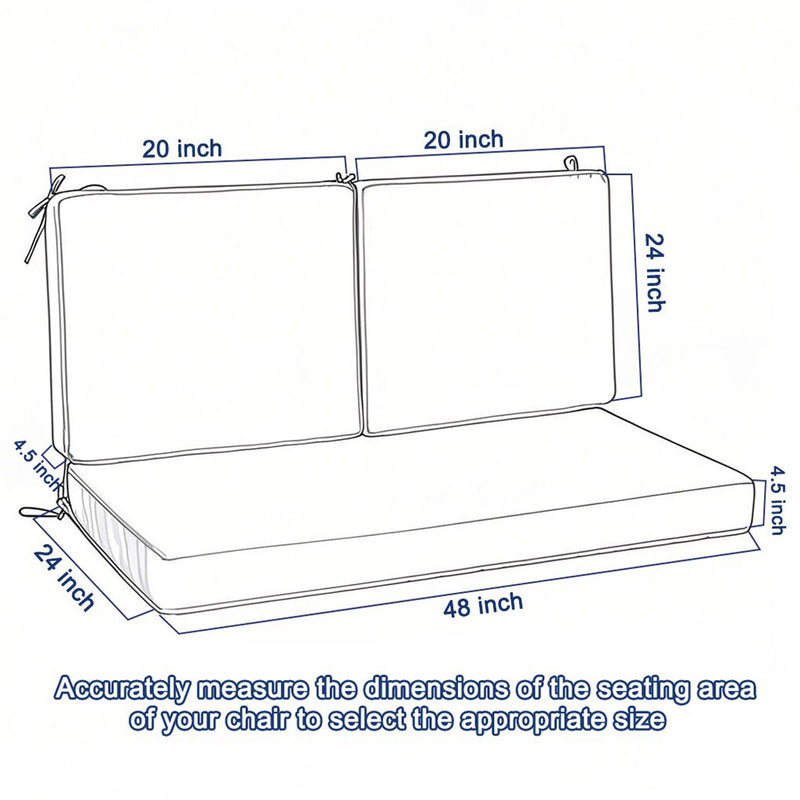 Outdoor Deep Seat Waterproof Replacement Patio Chair Cushions (Set of 2)