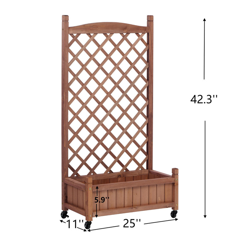 Raised Garden Bed With Trellis 2 Pack, Outdoor Planter Box & Plant Stand With Climbing Racks - Brown