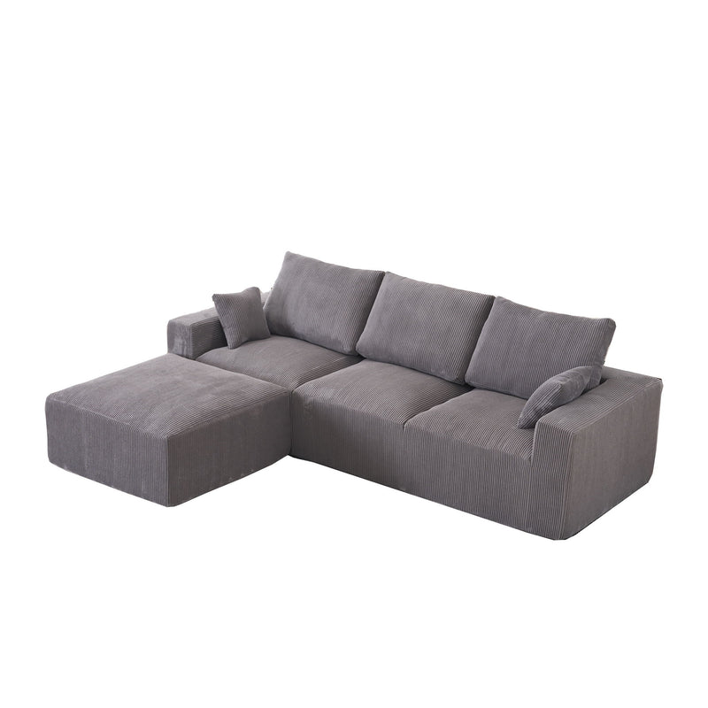 Modular Sectional Sofa With Ottoman, USB And Type C Charger, Petal Armrest Design