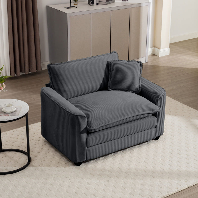 Modern Classic Fabric Single Chair Deep Seat Sofa With Pillow
