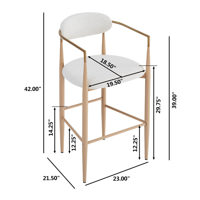 Upholstered Barstools With Back For Kitchen (Set of 2)