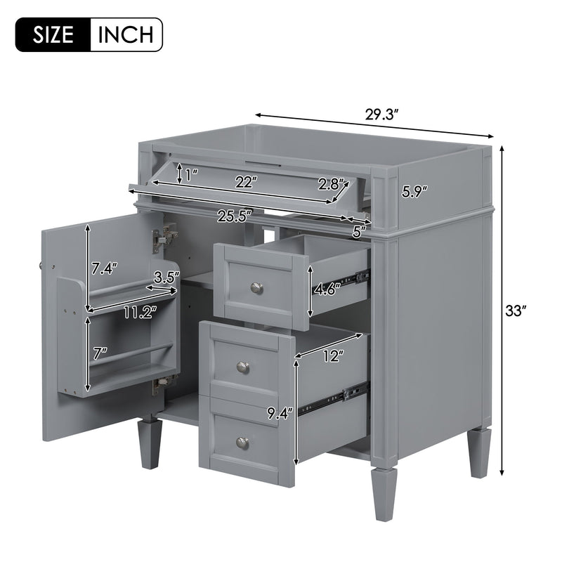 Bathroom Vanity With 2 Drawers And Tip-Out Drawer, Storage Cabinet