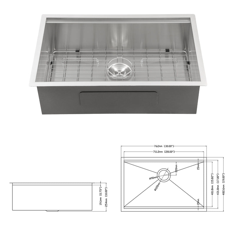 Single Bowl, Undermount Workstation, Kitchen Sink With Accessories