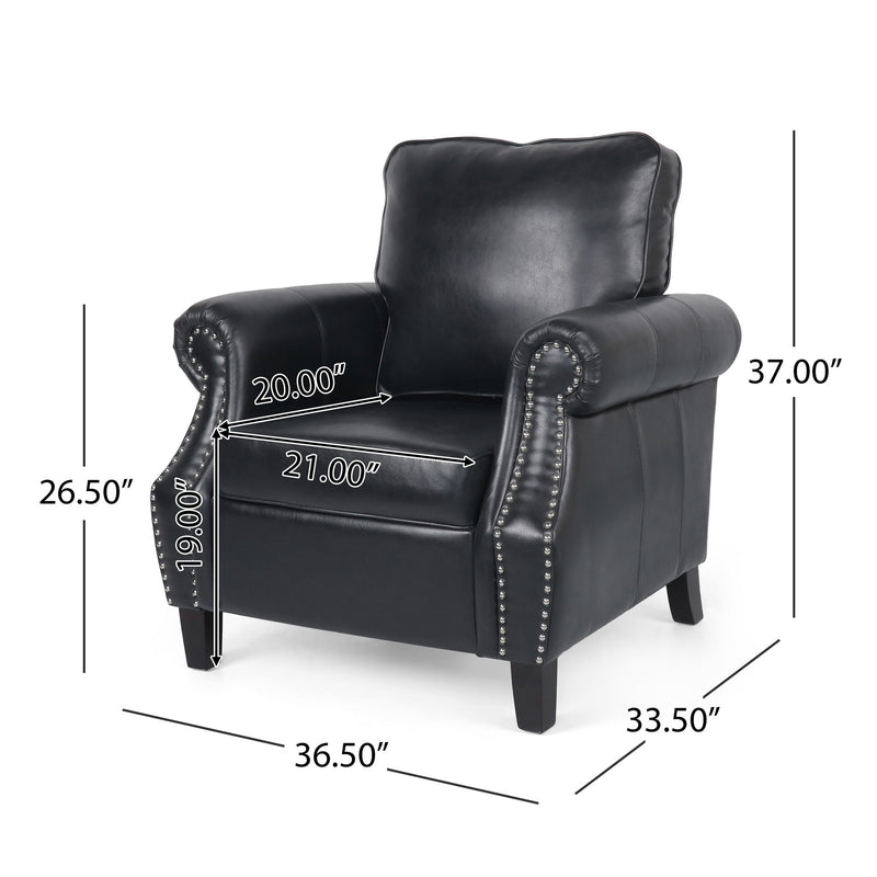 Contemporary Club Chair With Nailhead Trim And Rolled Armrests