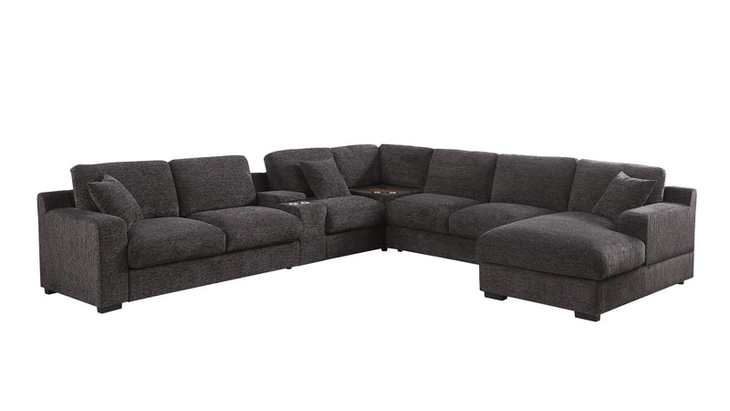 Celine - Corner Sectional Sofa With Right Facing Chaise, Cupholders, And Charging Ports - Gray