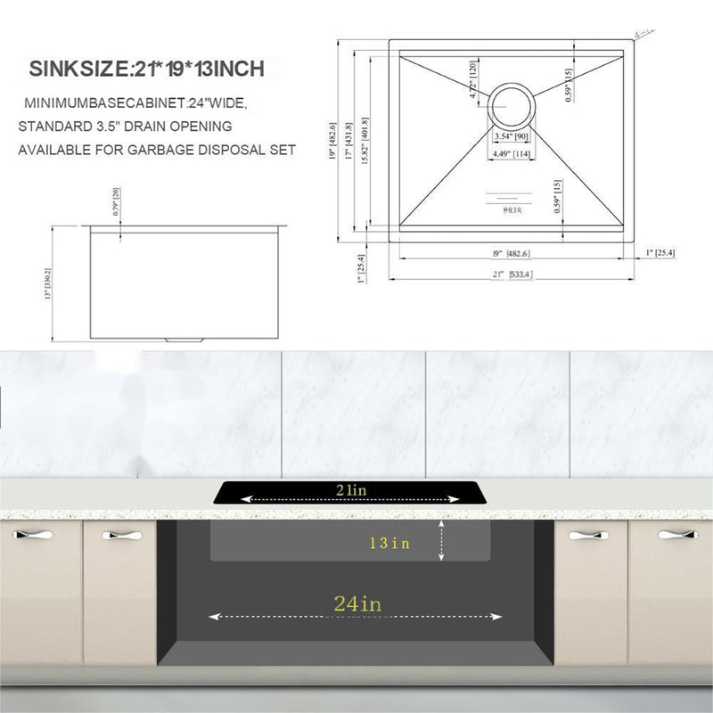 Laundry Workstation Undermount Utility Sink, Deep Single Bowl
